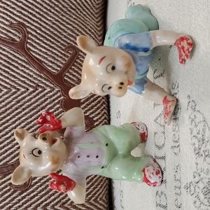 Pair vintage ceramic 2 Little Pigs